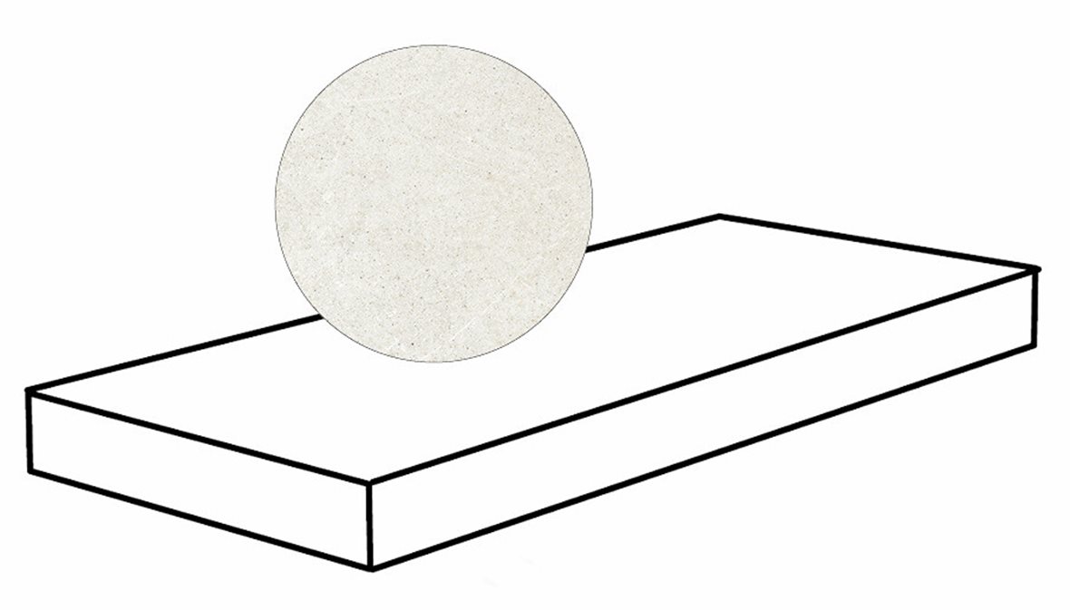 Pukkila Ease lasittamaton porraslaatta reunalla kulmapala 33X120 Extrawhite tasapintainen matta vasen valkoinen kivi