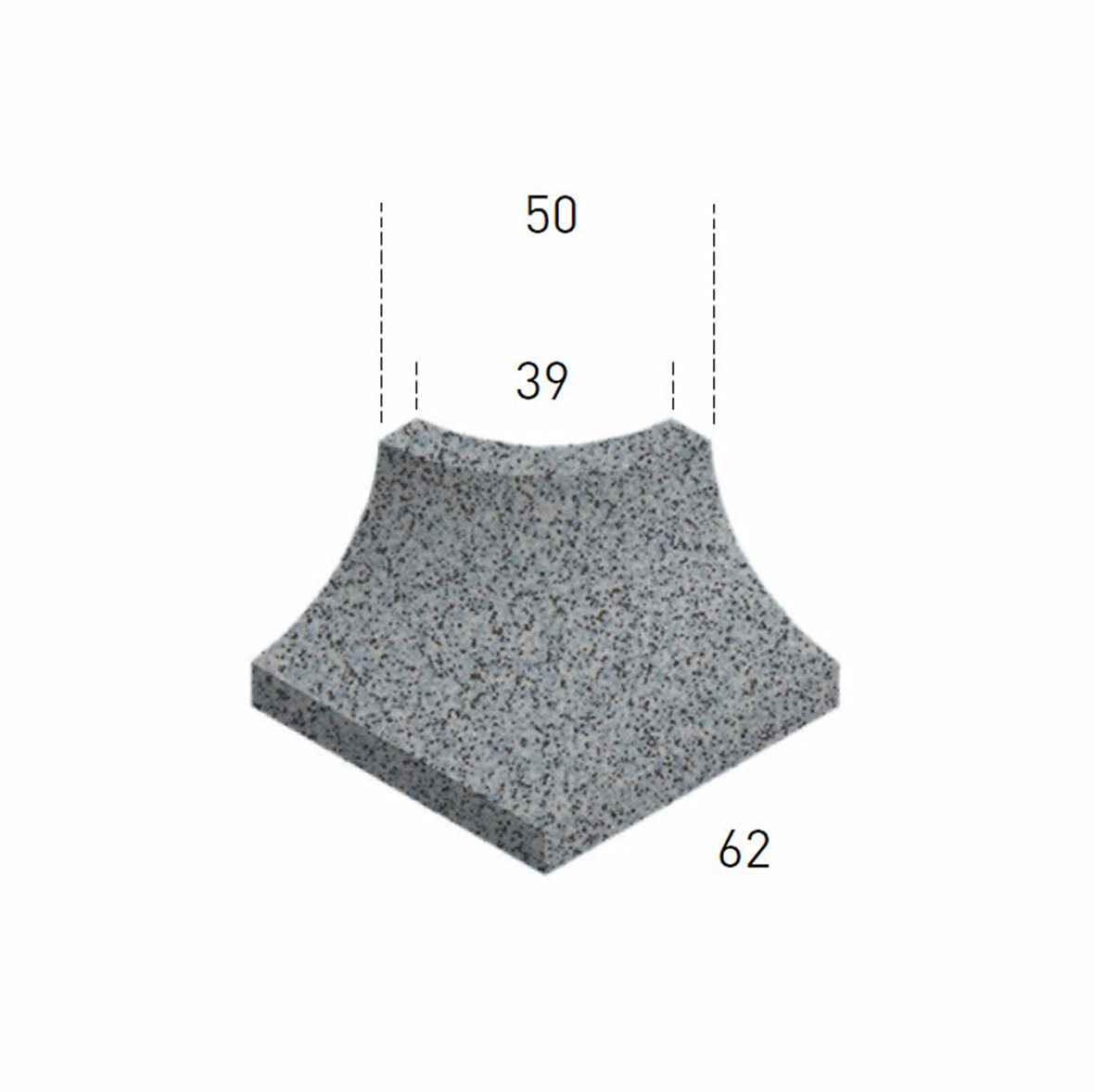 Pukkila Natura lasittamaton ulkokulmapala 5X6,2 granite blue 2412DOC/UIC/1C tasapintainen matta sininen pilkullinen