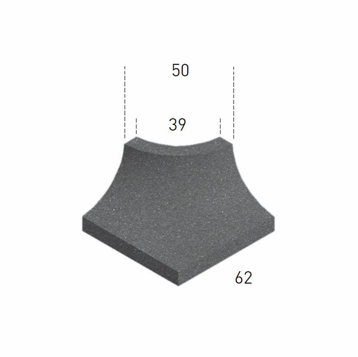 Pukkila Natura lasittamaton ulkokulmapala 5X6,2 grafiitinharmaa 2430DOC/UIC/1C tasapintainen matta harmaa yksivärinen