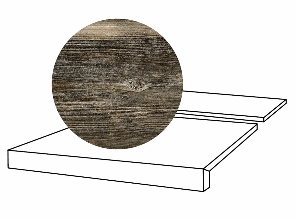 Pukkila Artwood lasittamaton porraslaatta reunalla 40X120 Chocolatebrown tasapintainen matta tumma ruskea puu