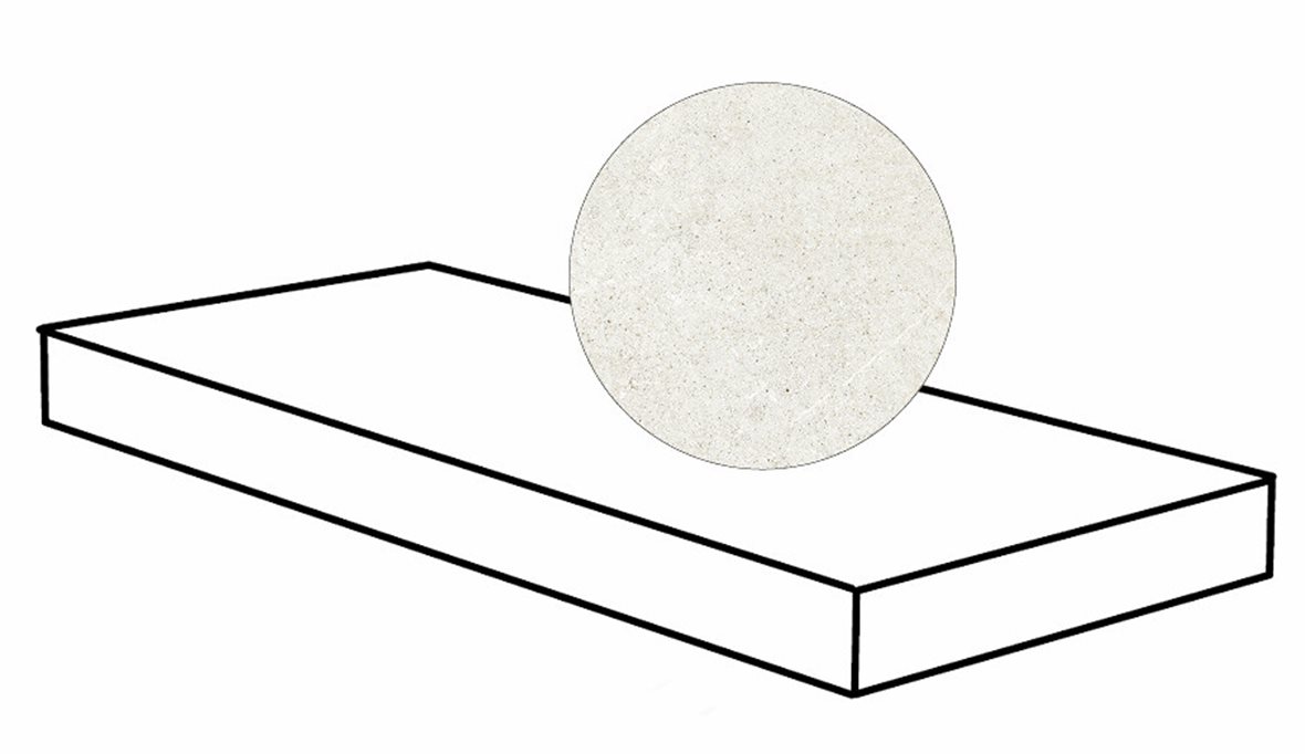 Pukkila Ease lasittamaton porraslaatta reunalla kulmapala 33X120 Extrawhite tasapintainen matta oikea valkoinen kivi