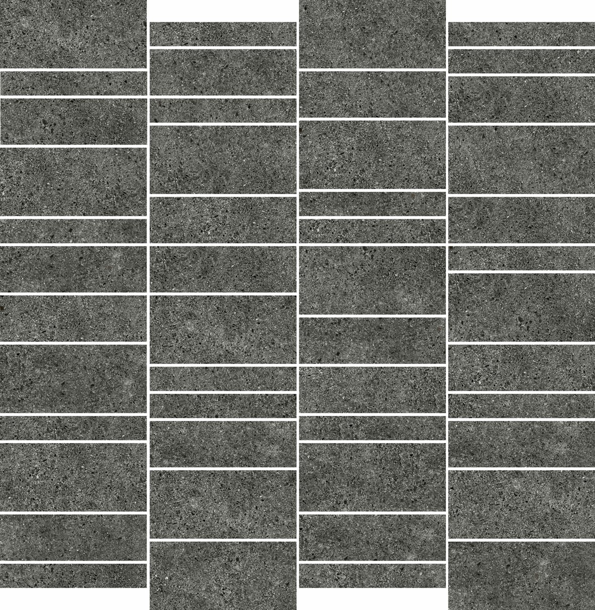 Pukkila Deep Mattoncino lasittamaton porcelanato mosaiikki seinälaatta lattialaatta Pepper tasapintainen matta tumma harmaa kivi