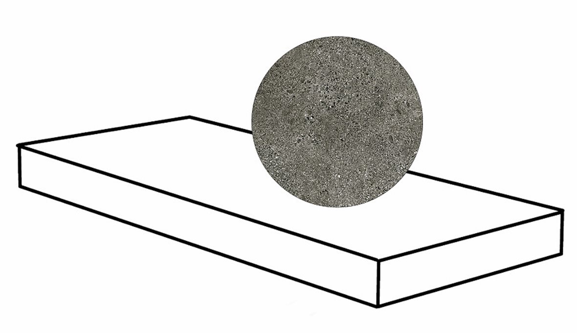 Pukkila Deep lasittamaton porraslaatta reunalla kulmapala 33X120 Pepper tasapintainen matta oikea tumma harmaa kivi