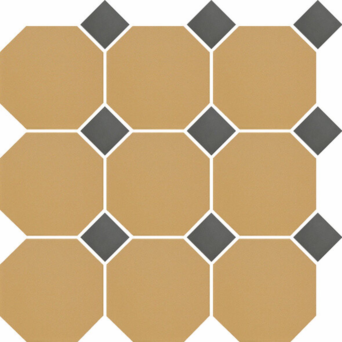 Pukkila Natura lasittamaton porcelanato seinälaatta lattialaatta 9,6X9,6 okrankeltainen/musta 4421OCT14/1C tasapintainen matta 8-kulmainen keltainen y