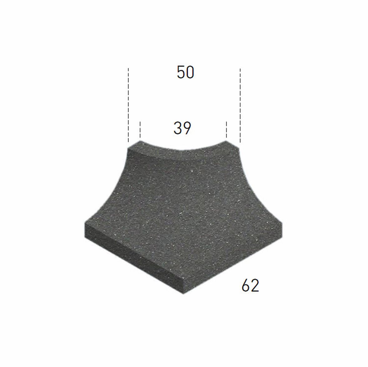 Pukkila Natura lasittamaton ulkokulmapala 5X6,2 musta 2414DOC/UIC/1C tasapintainen matta musta yksivärinen