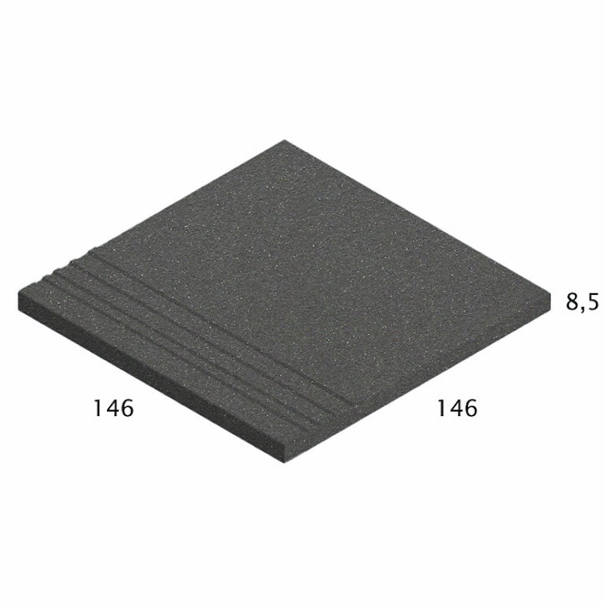 Pukkila Natura lasittamaton porraslaatta liukuesteuralla 14,6X14,6 musta 6614RST/1C strukturoitu matta musta yksivärinen