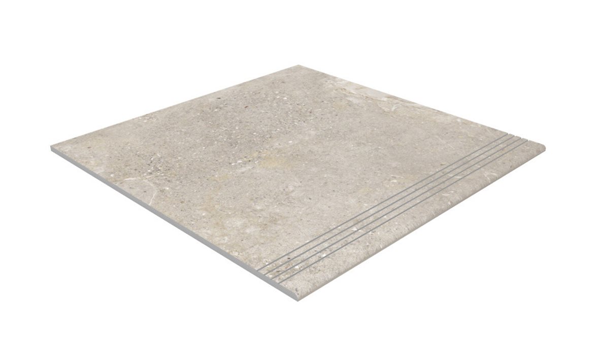 Pukkila Stone Age lasittamaton porraslaatta liukuesteuralla 60X60 Greige tasapintainen matta beige kivi