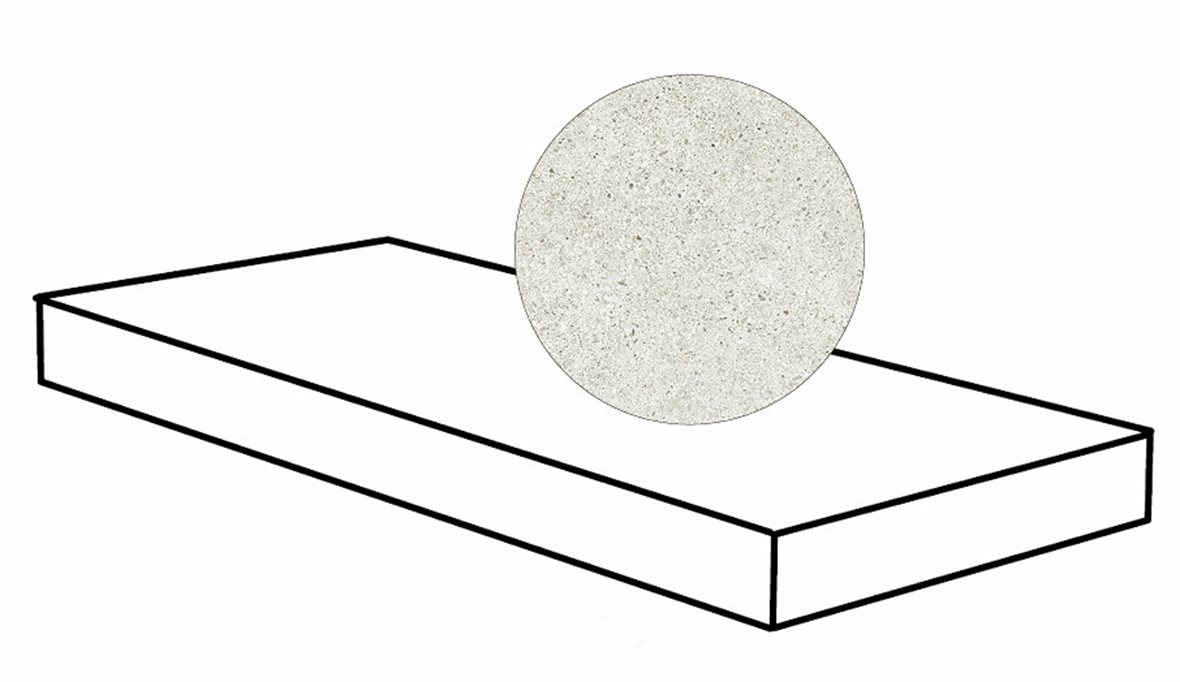 Pukkila Deep lasittamaton porraslaatta reunalla kulmapala 33X120 Sugar tasapintainen matta oikea tumma valkoinen kivi