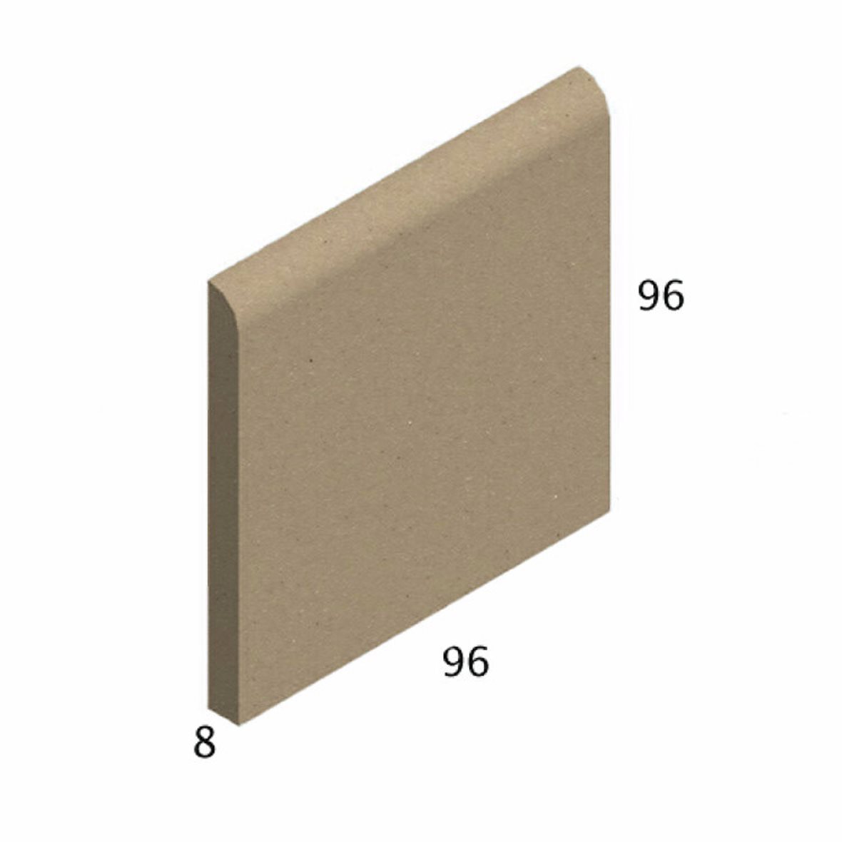 Pukkila Natura lasittamaton jalkalista pyöristetty pitkä sivu 9,6x9,6 tumma beige 4403BN/1C tasapintainen matta beige yksivärinen