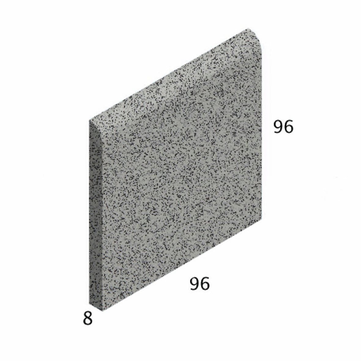 Pukkila Natura lasittamaton jalkalista pyöristetty pitkä sivu 9,6x9,6 white 4426BN/1C tasapintainen matta valkoinen pilkullinen