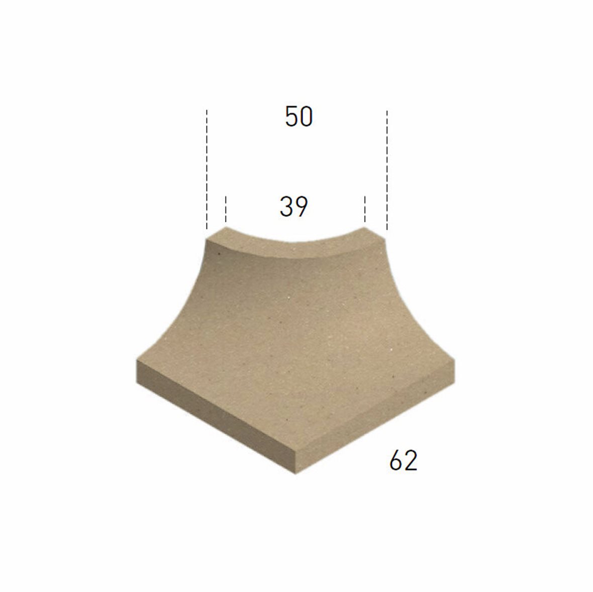 Pukkila Natura lasittamaton ulkokulmapala 5X6,2 tumma beige 2403DOC/UIC/1C tasapintainen matta beige yksivärinen