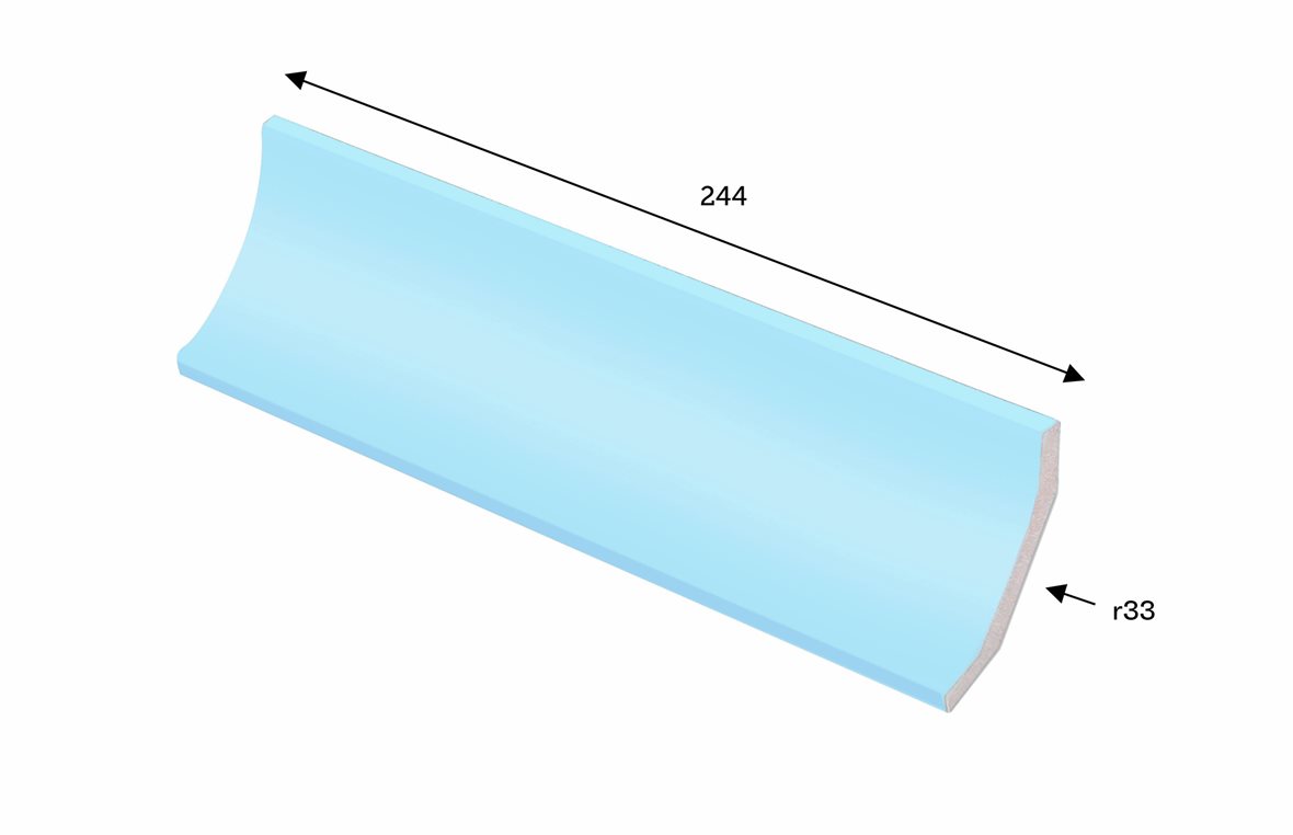 LPC Pools märkäpuriste lasitettu holkkalista sisäkulma 4,2X24,4 Azul Pálido tasapintainen matta antibakteerinen vaalea sininen