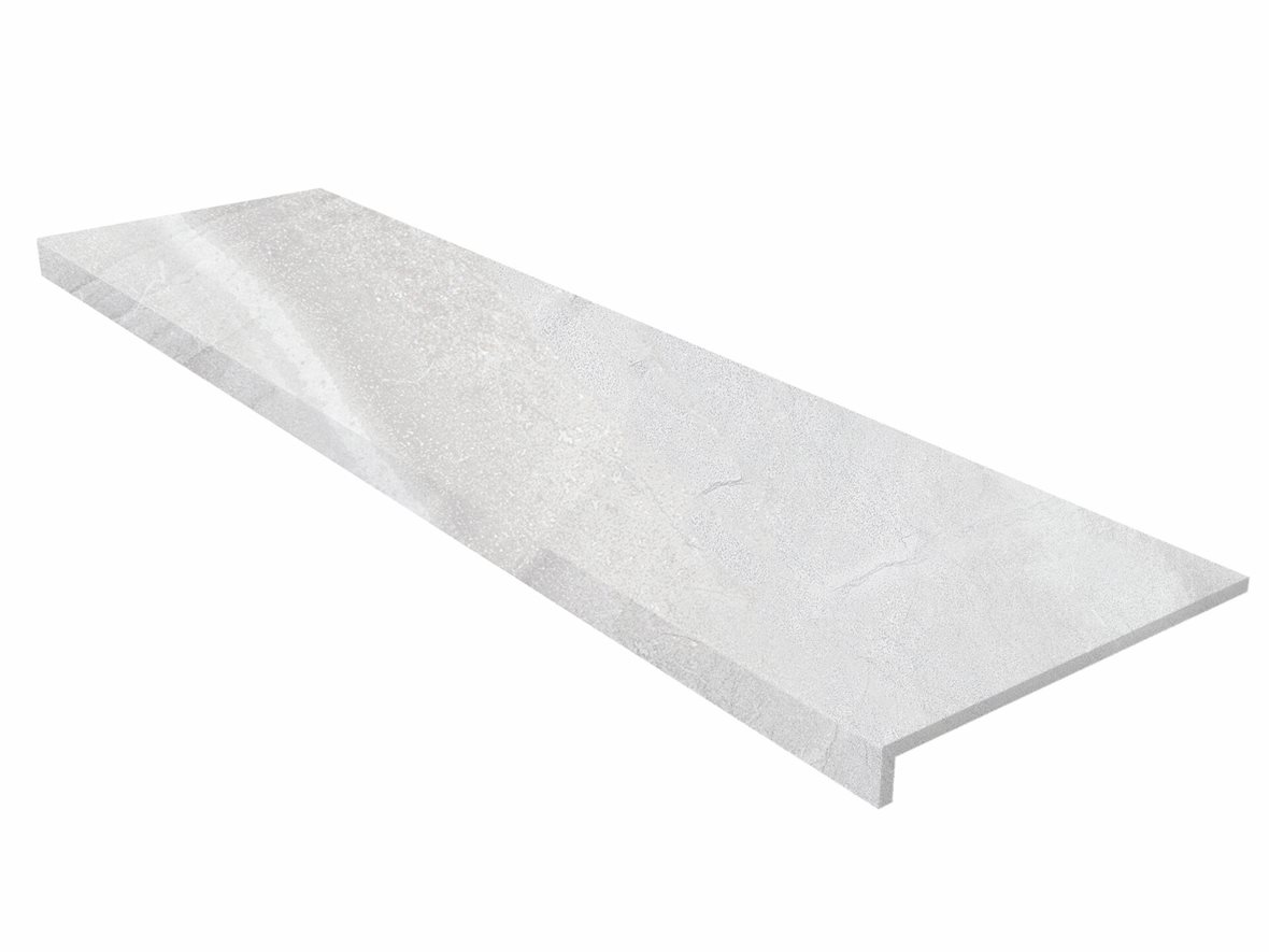 LPC Tibet märkäpuriste lasitettu porraslaatta reunalla 30x120 Blanco tasapintainen antislip matta antibakteerinen vaalea valkoinen kivi