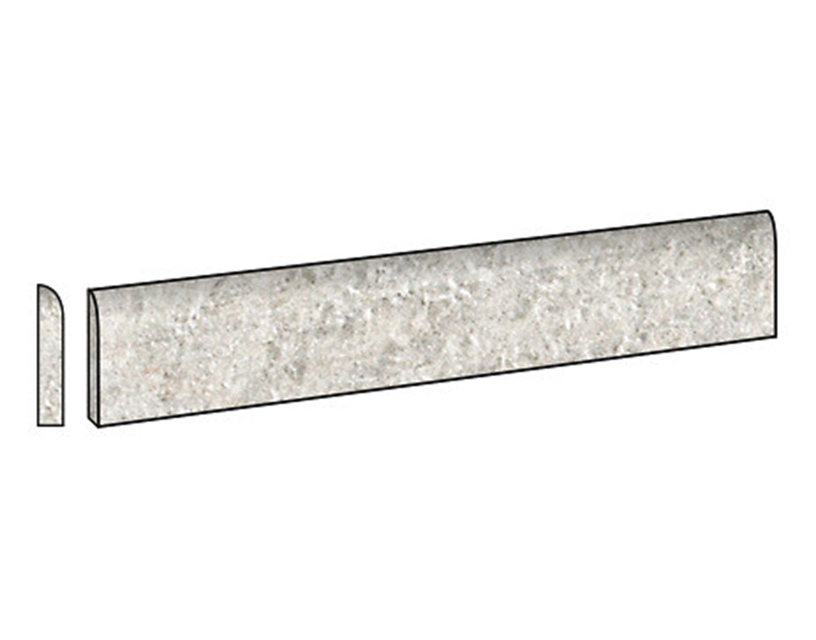 LPC Glow 500 lasittamaton jalkalista pyöristetty pitkä sivu 7,2X60 valkoinen strukturoitu matta vaalea valkoinen kivi