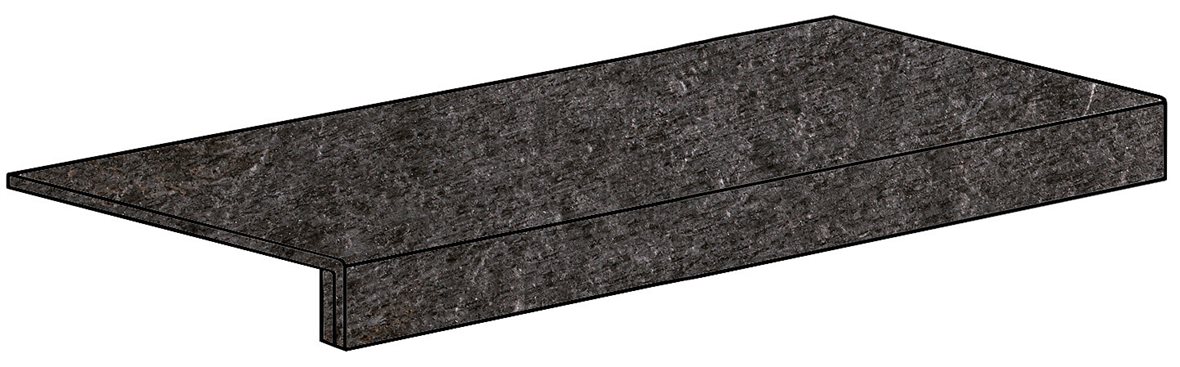 LPC Glow 500 lasittamaton porraslaatta reunalla 33X120 antrasiitti strukturoitu matta tumma harmaa kivi