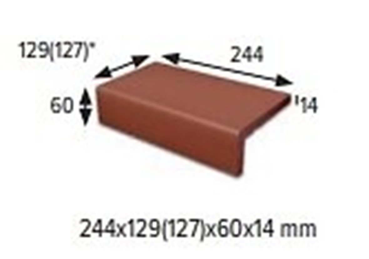 LPC Cotto märkäpuriste lasittamaton porraslaatta reunalla 12,9x24,4 Rojo tasapintainen antislip matta keskitumma punainen tiili