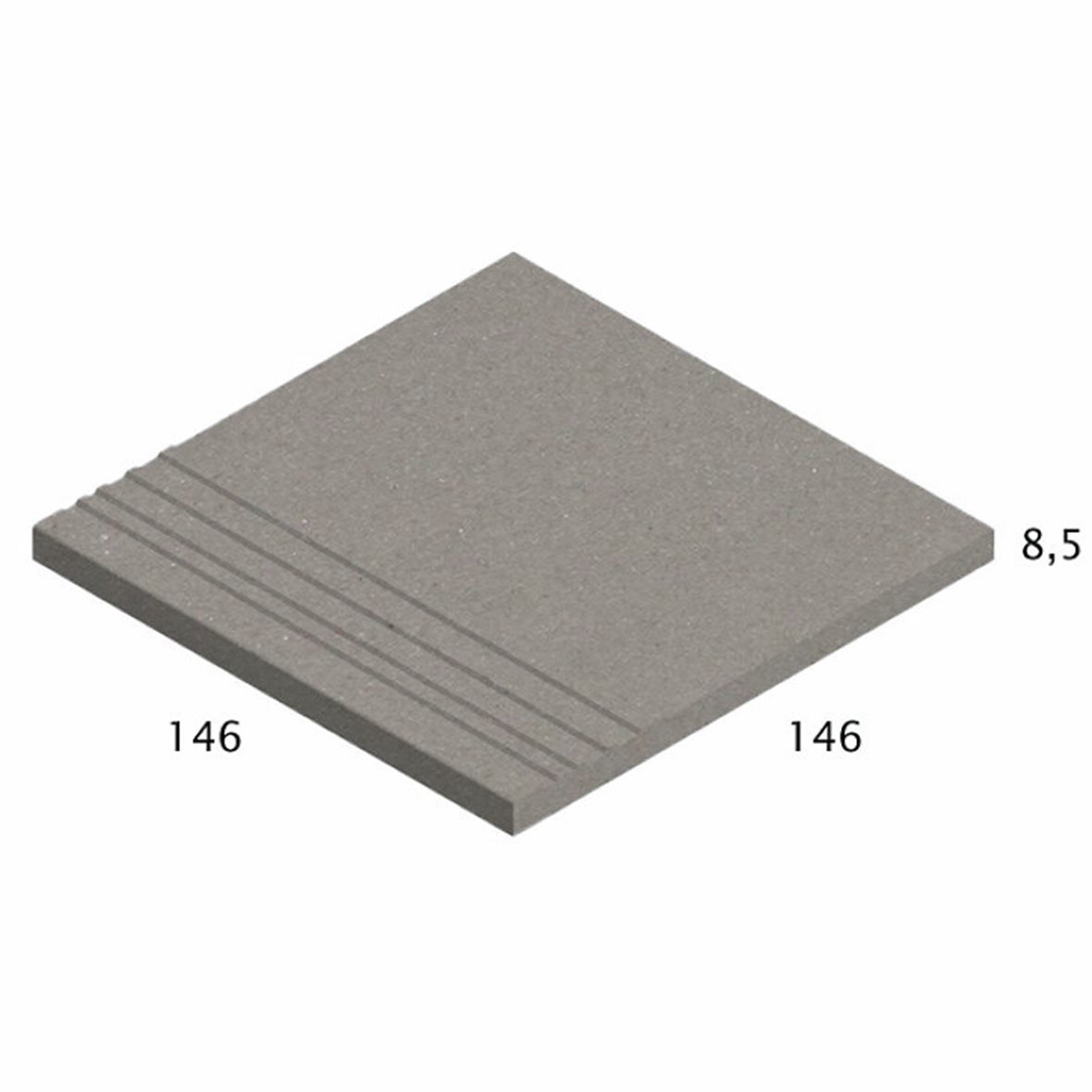 Pukkila Natura lasittamaton porraslaatta liukuesteuralla 14,6X14,6 vaaleanharmaa 6606RST/1C strukturoitu matta harmaa yksivärinen