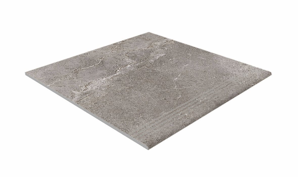 Pukkila Stone Age lasittamaton porraslaatta liukuesteuralla 60X60 Grey tasapintainen matta keskitumma harmaa kivi