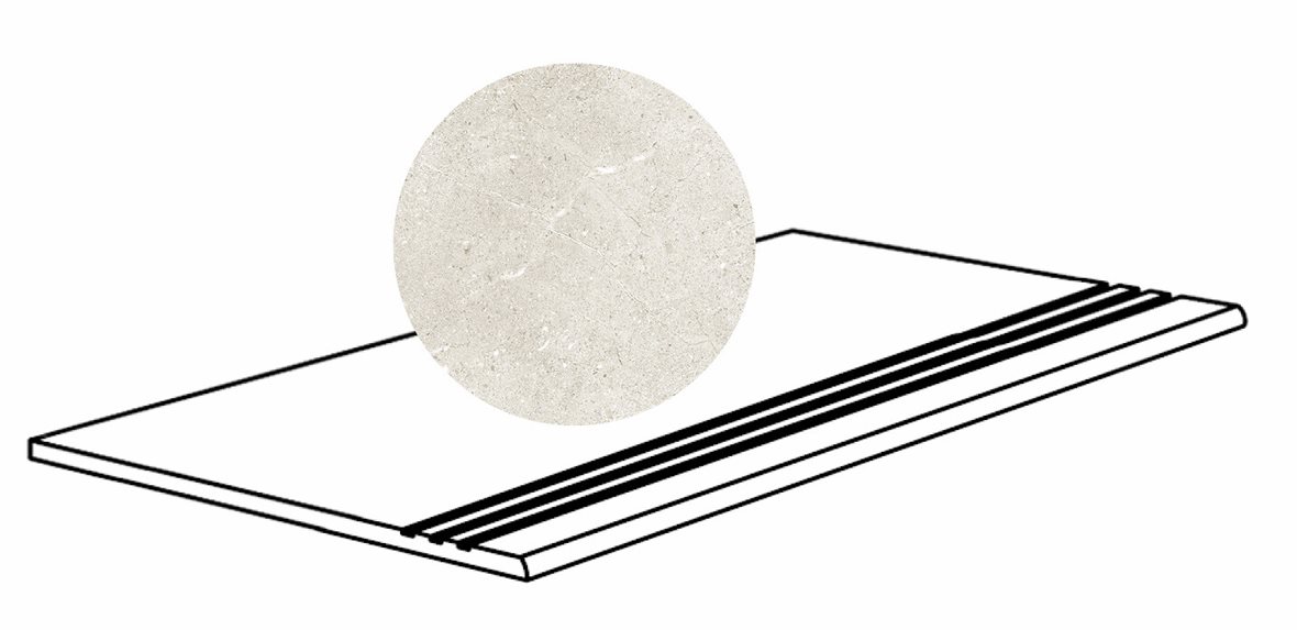 Pukkila Stone Age lasittamaton porraslaatta liukuesteuralla 45X90 White tasapintainen valkoinen kivi