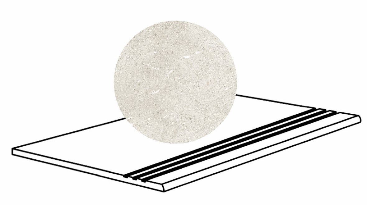 Pukkila Stone Age lasittamaton porraslaatta liukuesteuralla 30X60 White tasapintainen valkoinen kivi