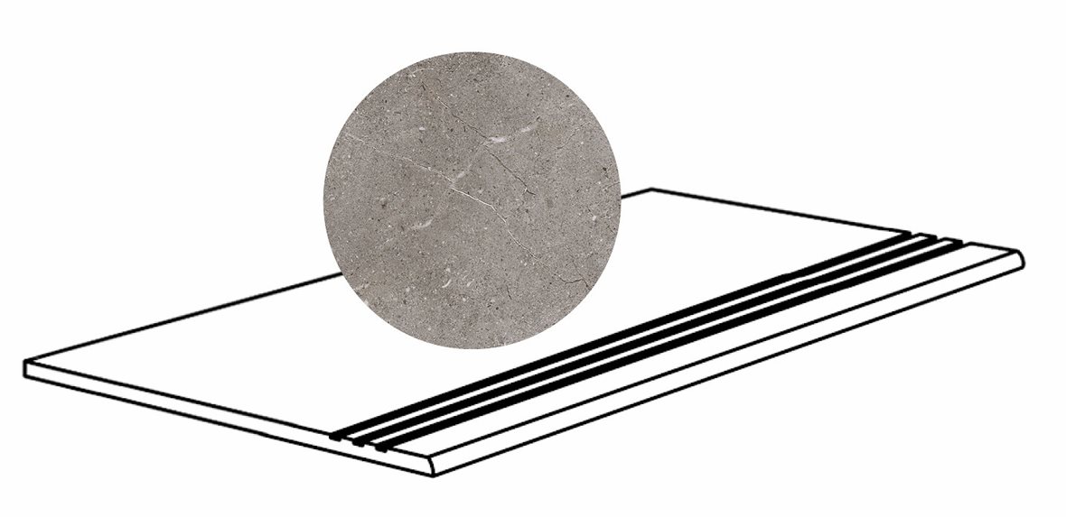 Pukkila Stone Age lasittamaton porraslaatta liukuesteuralla 45X90 Grey tasapintainen keskitumma harmaa kivi