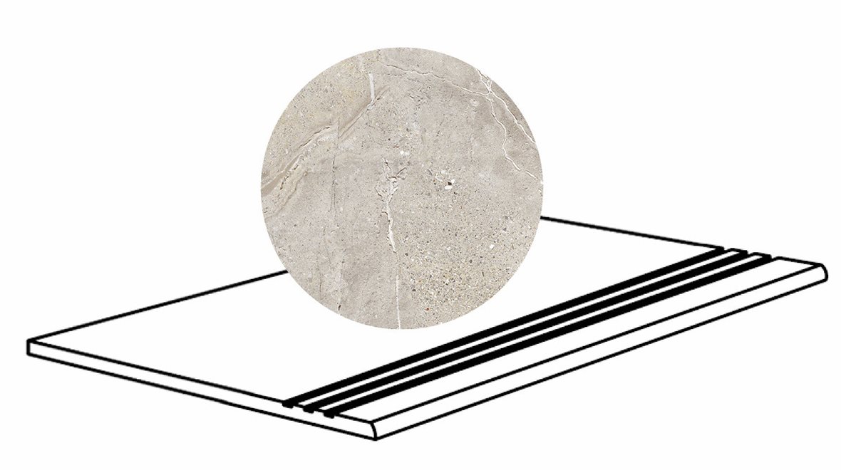 Pukkila Stone Age lasittamaton porraslaatta liukuesteuralla 30X60 Greige tasapintainen beige kivi