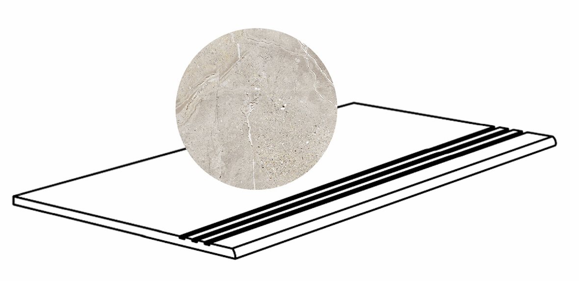 Pukkila Stone Age lasittamaton porraslaatta liukuesteuralla 45X90 Greige tasapintainen beige kivi