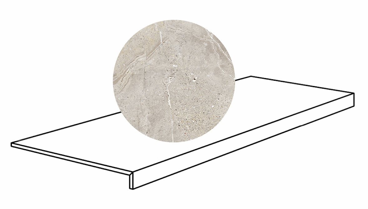 Pukkila Stone Age lasittamaton porraslaatta reunalla 30X90 Greige tasapintainen beige kivi