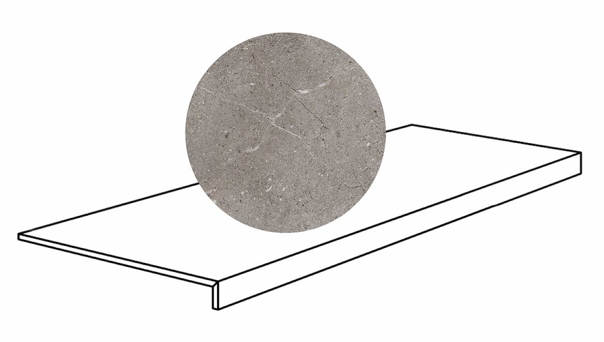 Pukkila Stone Age lasittamaton porraslaatta reunalla 30X90 Grey tasapintainen keskitumma harmaa kivi