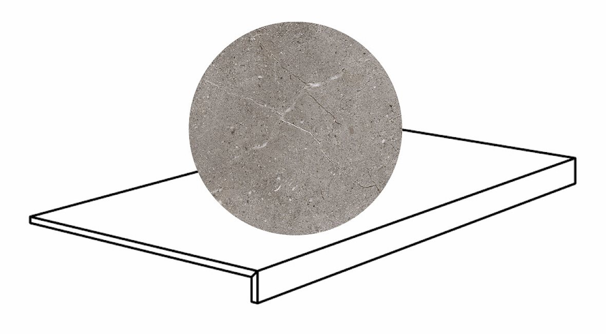 Pukkila Stone Age lasittamaton porraslaatta reunalla 30X60 Grey tasapintainen keskitumma harmaa kivi