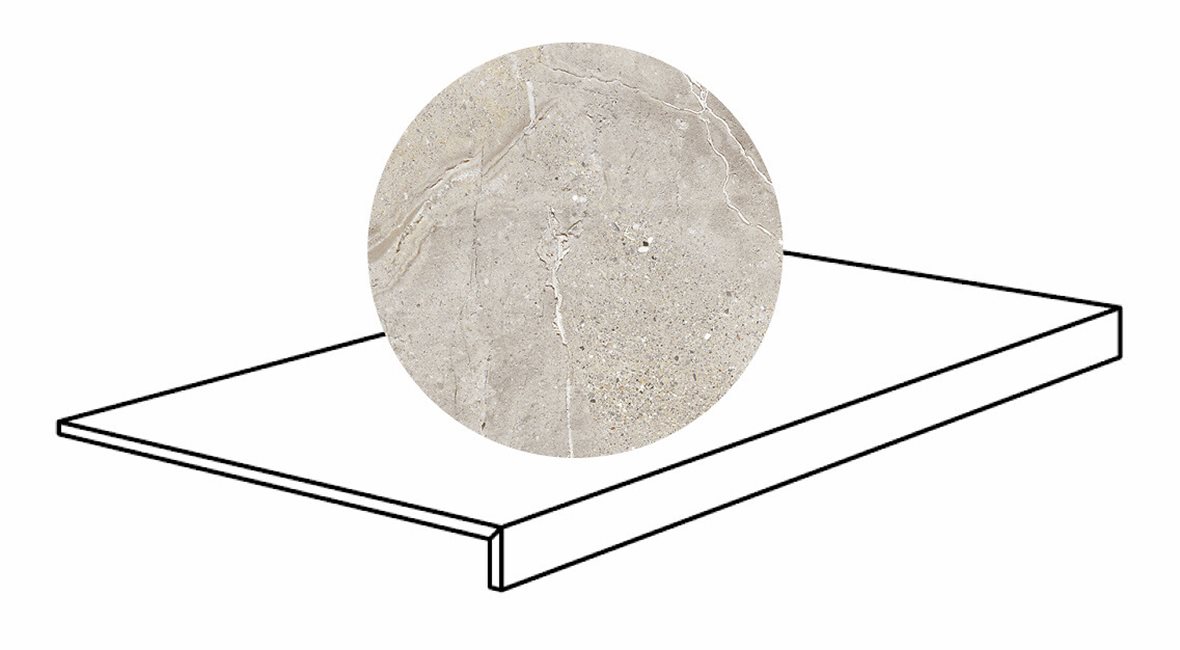 Pukkila Stone Age lasittamaton porraslaatta reunalla 30X60 Greige tasapintainen beige kivi