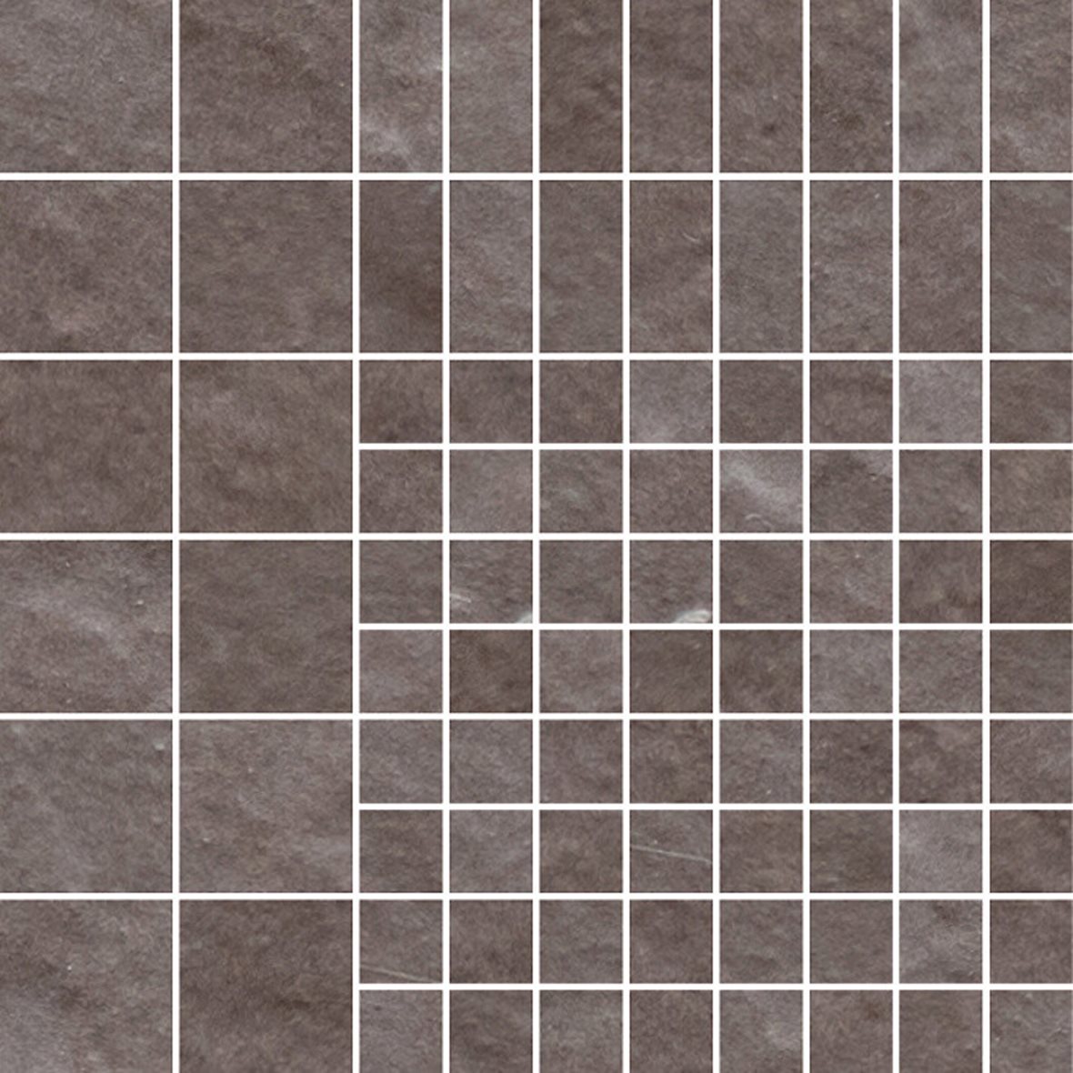 Pukkila Downtown DT lasitettu porcelanato mosaiikki seinälaatta lattialaatta 30X30 07 karmiini mosaic mix tasapintainen matta tumma ruskea betoni