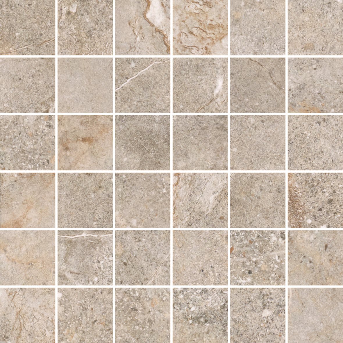 LPC Montreal lasitettu porcelanato mosaiikki seinälaatta lattialaatta 4,7X4,7 03 savu tasapintainen matta keskitumma beige kivi