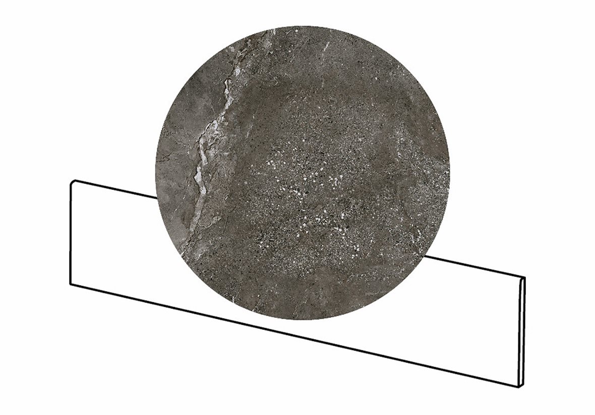 LPC Montreal lasitettu jalkalista 9,5x59,7 04 vulcano tasapintainen matta tumma musta kivi