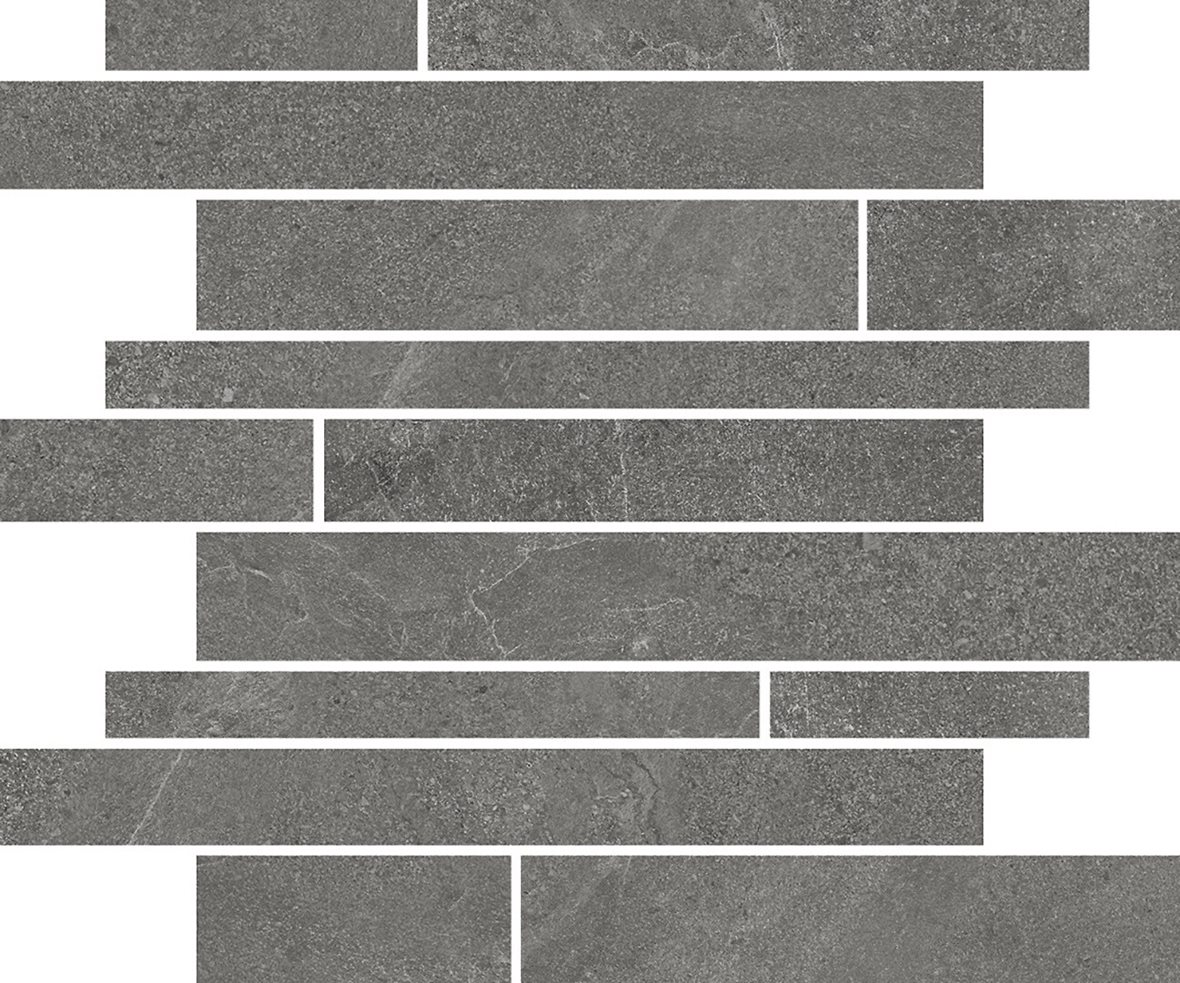 LPC Alaska Stick lasittamaton porcelanato mosaiikki seinälaatta lattialaatta 5X30 07 grafite laineileva matta tumma harmaa kivi