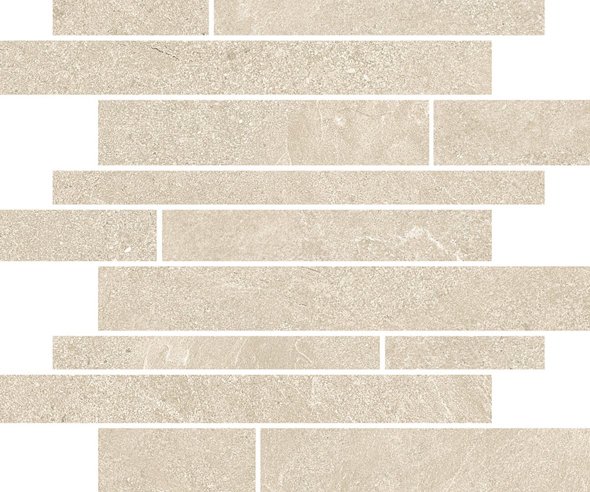 LPC Alaska Stick lasittamaton porcelanato mosaiikki seinälaatta lattialaatta 5X30 02 hiekka laineileva matta vaalea beige kivi