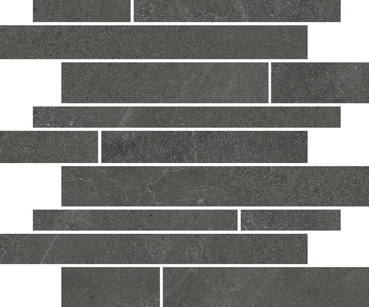 LPC Alaska Stick lasittamaton porcelanato mosaiikki seinälaatta lattialaatta 5X30 08 antrasiitti laineileva matta tumma musta kivi