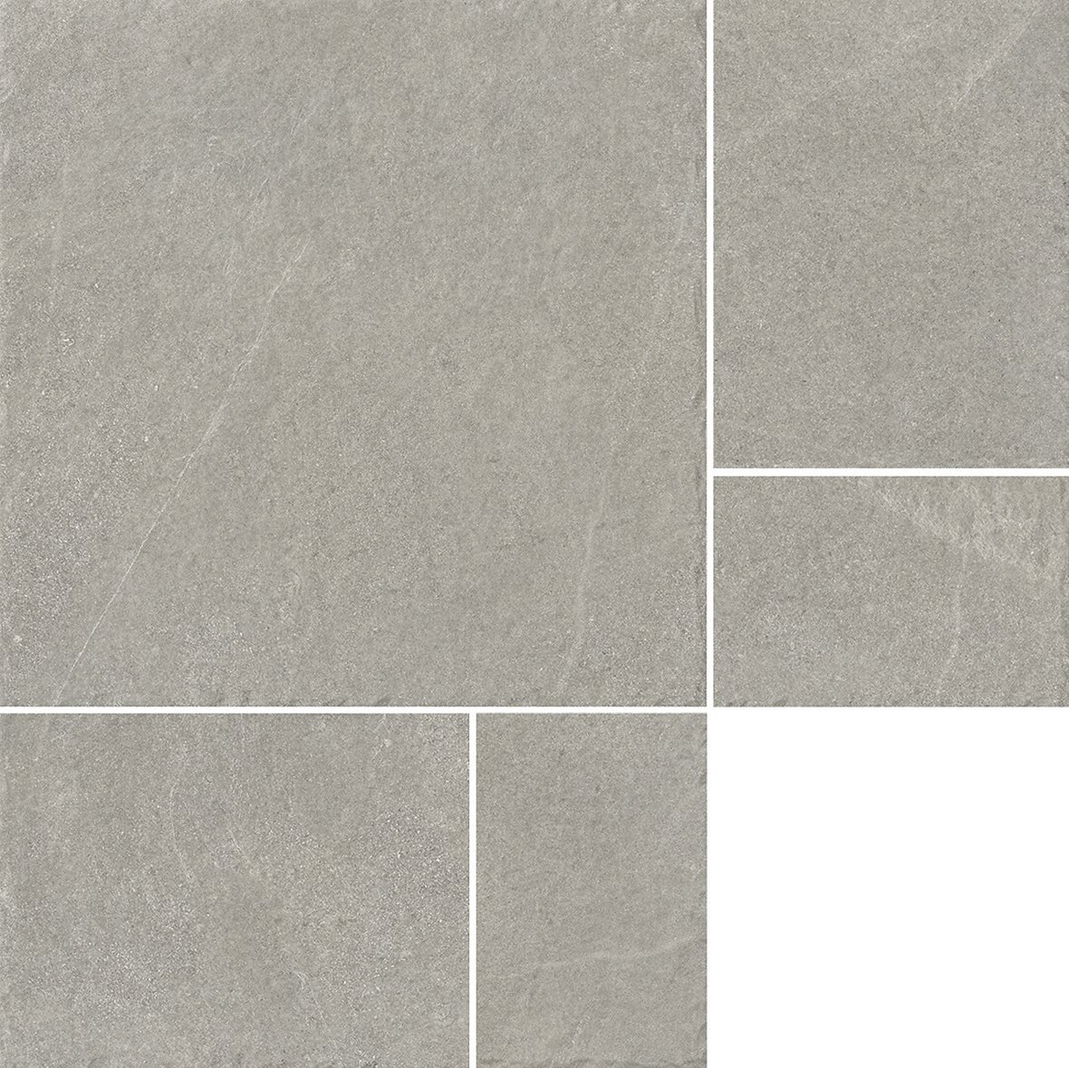 LPC Alaska lasittamaton porcelanato lattialaatta ulkolaatta 04 savu strukturoitu matta mix monikoko R11C keskitumma harmaa kivi