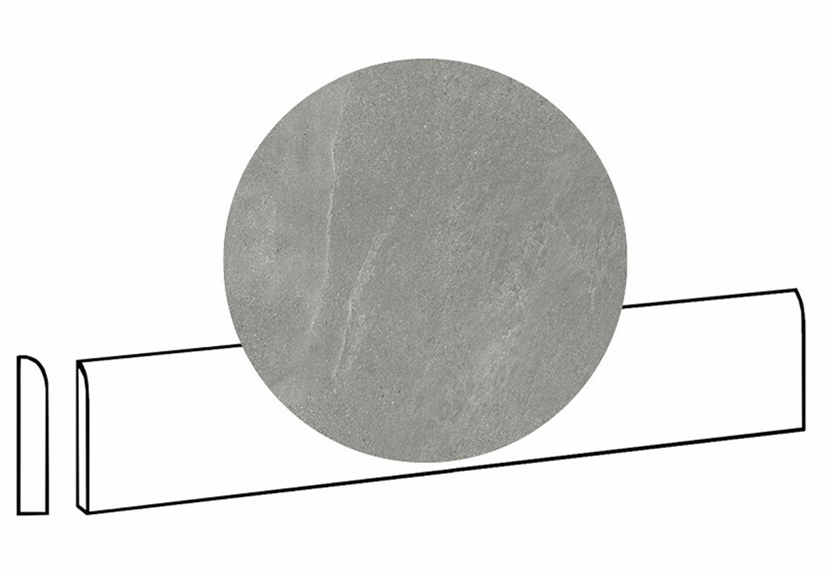 LPC Alaska lasittamaton jalkalista pyöristetty pitkä sivu 7,2X60 06 kvartsi laineileva matta keskitumma harmaa kivi