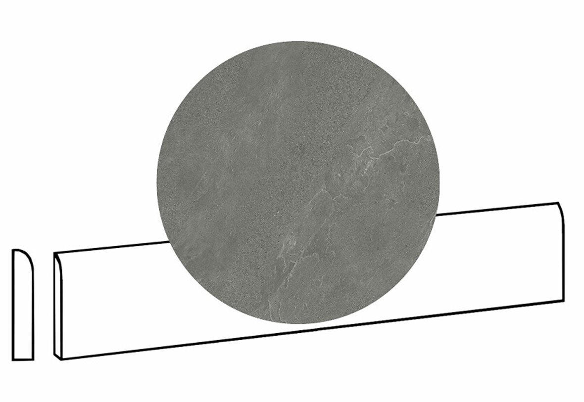 LPC Alaska lasittamaton jalkalista pyöristetty pitkä sivu 7,2X60 07 grafite laineileva matta tumma harmaa kivi