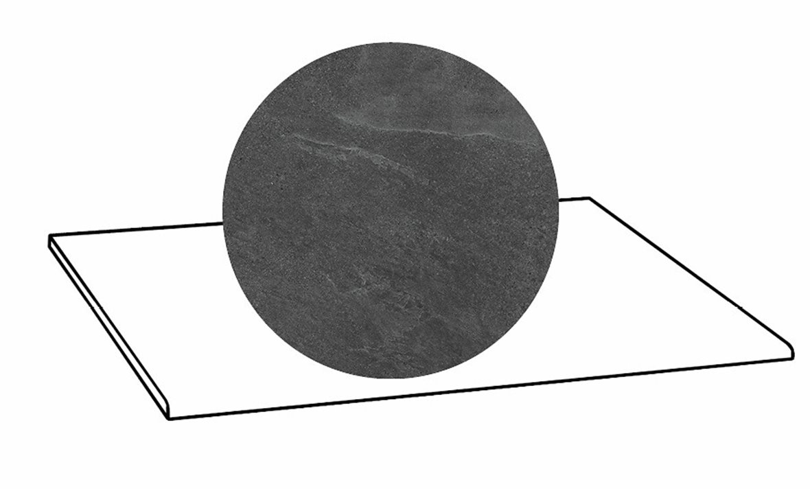 LPC Alaska lasittamaton porraslaatta 30X60 08 antrasiitti laineileva matta tumma musta kivi