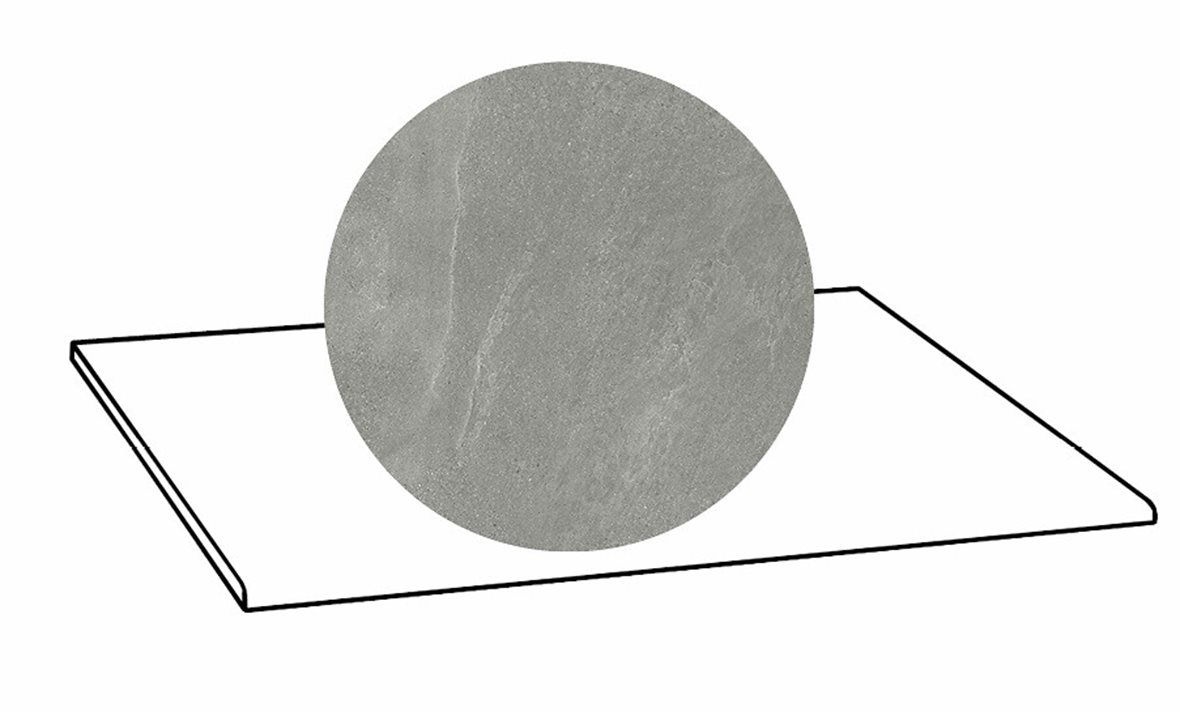 LPC Alaska lasittamaton porraslaatta 30X60 06 kvartsi laineileva matta keskitumma harmaa kivi