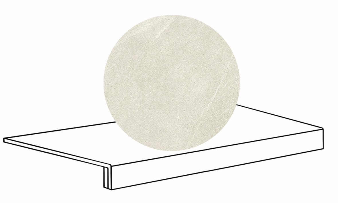 LPC Alaska lasittamaton porraslaatta reunalla 33X60 01 kalkki laineileva matta vaalea valkoinen kivi