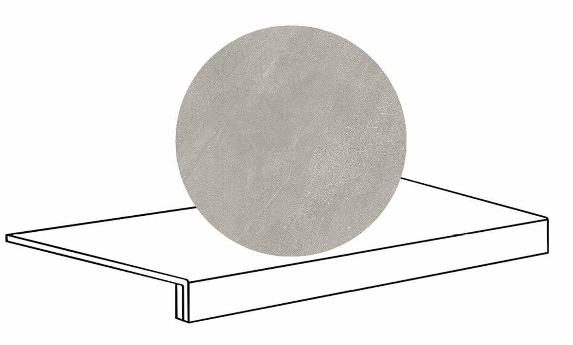 LPC Alaska lasittamaton porraslaatta reunalla 33X60 04 savu laineileva matta keskitumma harmaa kivi