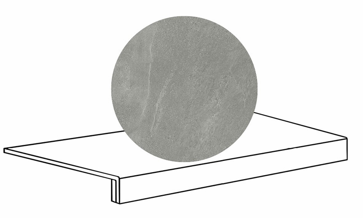 LPC Alaska lasittamaton porraslaatta reunalla 33X60 06 kvartsi laineileva matta keskitumma harmaa kivi