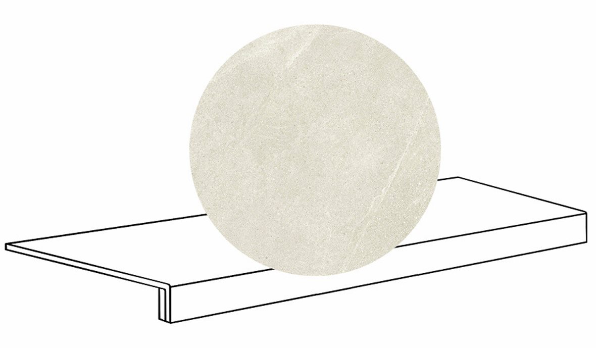 LPC Alaska lasittamaton porraslaatta reunalla 33X120 01 kalkki laineileva matta vaalea valkoinen kivi