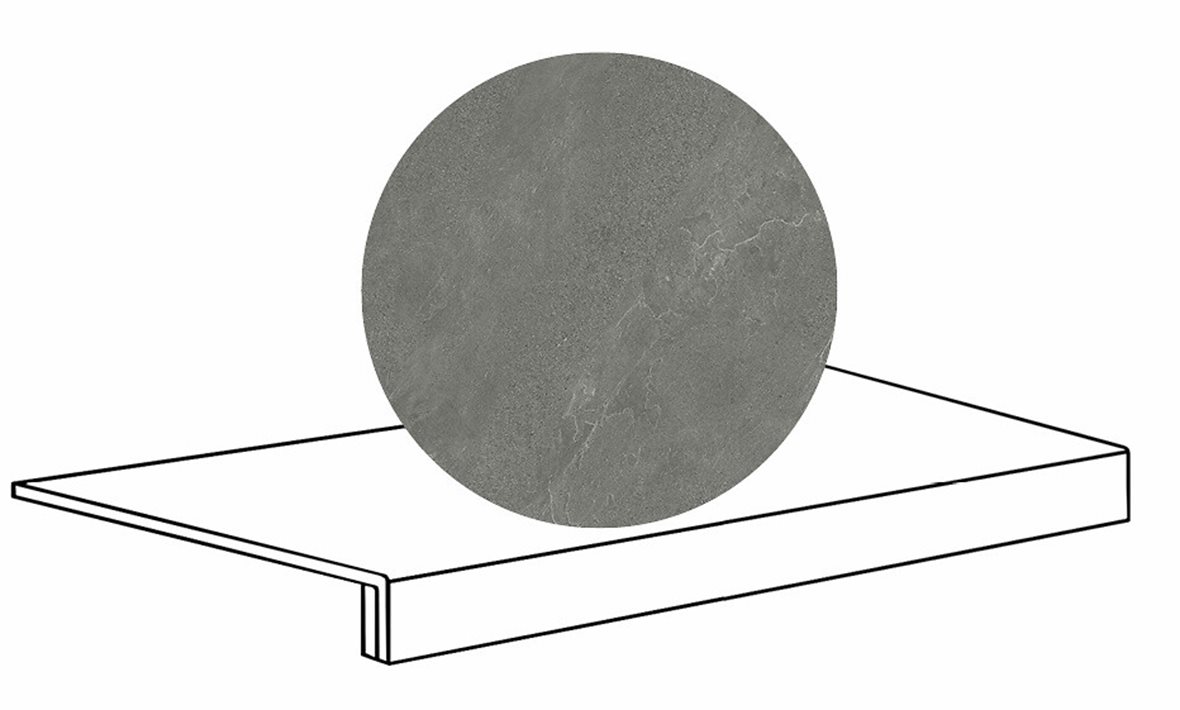 LPC Alaska lasittamaton porraslaatta reunalla 33X60 07 grafite laineileva matta tumma harmaa kivi