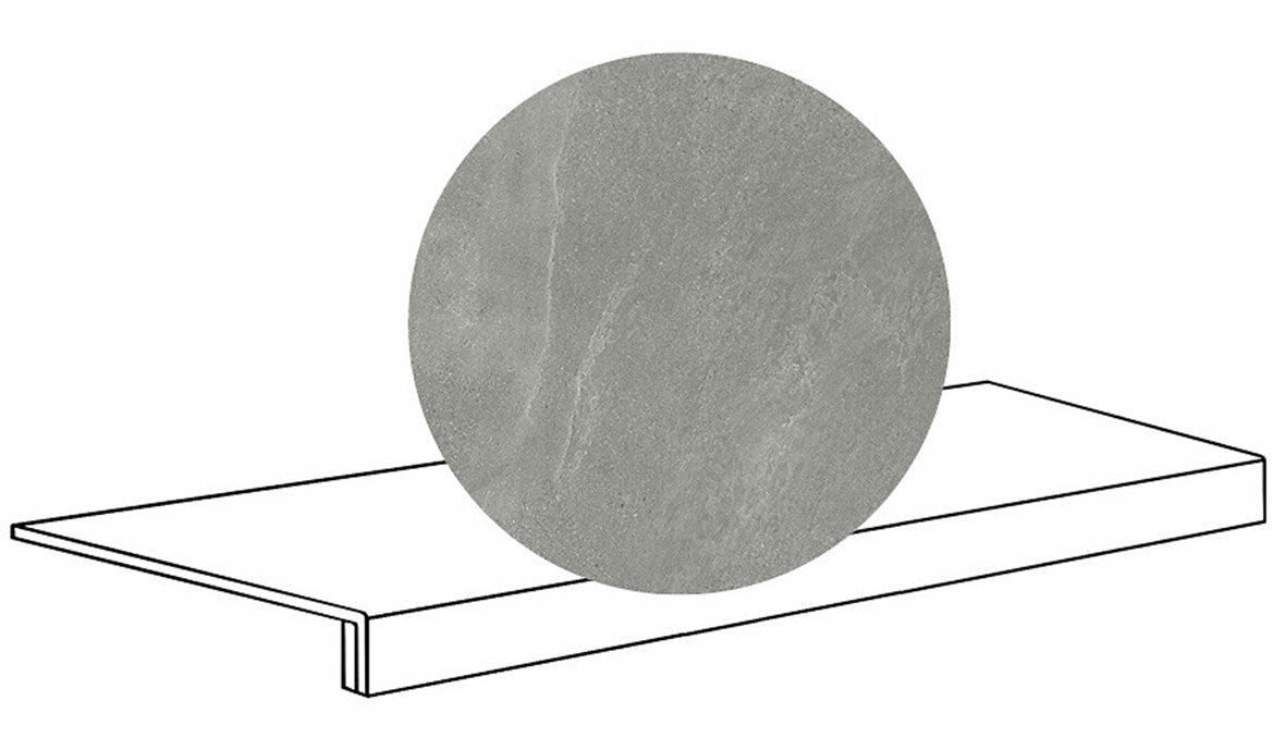 LPC Alaska lasittamaton porraslaatta reunalla 33X120 06 kvartsi laineileva matta keskitumma harmaa kivi