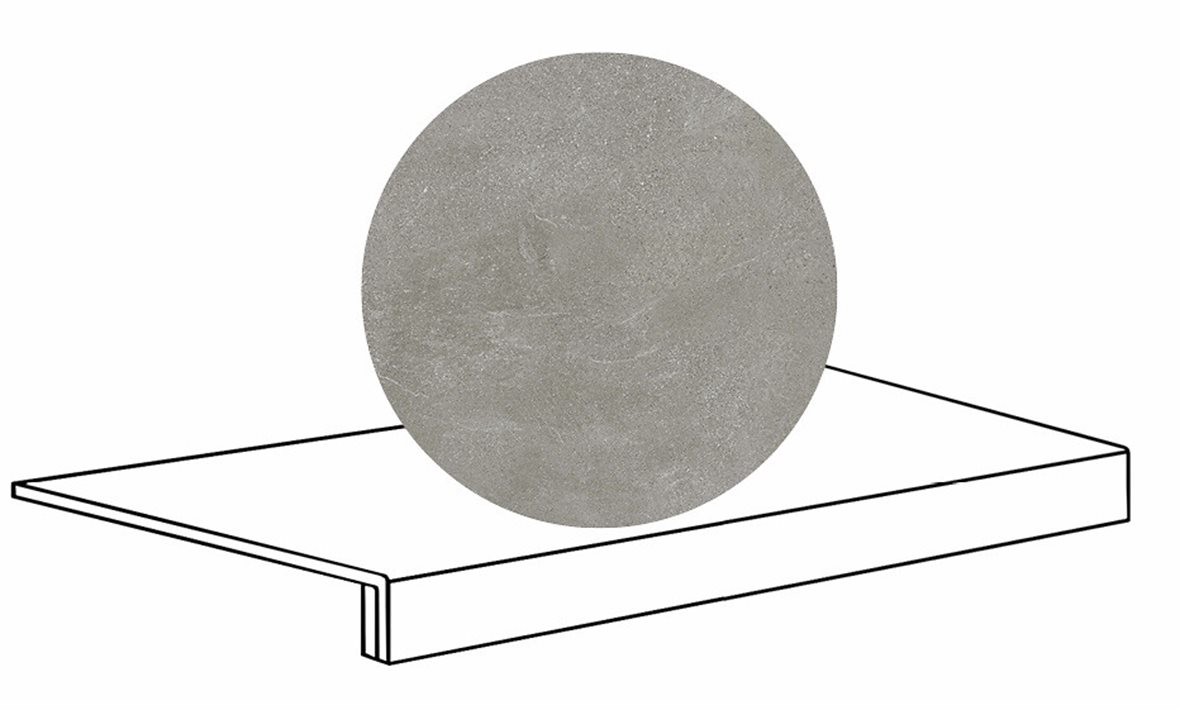 LPC Alaska lasittamaton porraslaatta reunalla 33X60 05 moreeni laineileva matta keskitumma harmaa kivi