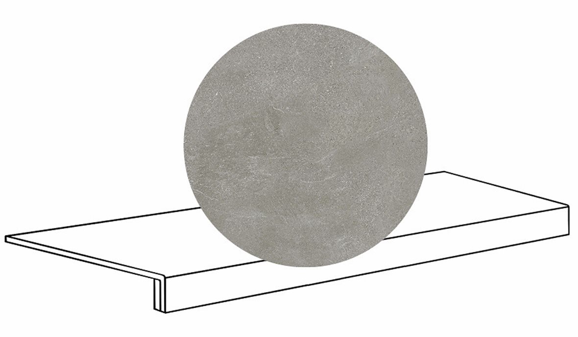 LPC Alaska lasittamaton porraslaatta reunalla 33X120 05 moreeni laineileva matta keskitumma harmaa kivi